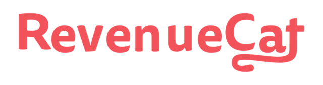 RevenueCat-Logo: korallenfarbener Schriftzug auf schwarzem Hintergrund